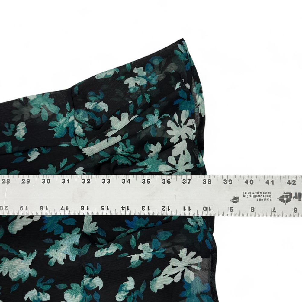 DKNY Floral Print Midi Dress Womens 10 NWT Flutter‎ Sleeve Tie Waist Black Green - Picture 6 of 9